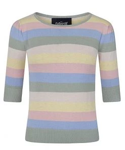 Collectif Chrissie Teacup Stripe 50's Jumper Multi