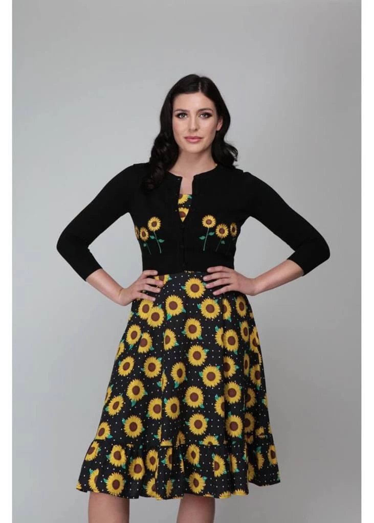 Collectif Abigail Sunflower 40's Cardigan Black