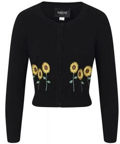 Collectif Abigail Sunflower 40's Cardigan Black