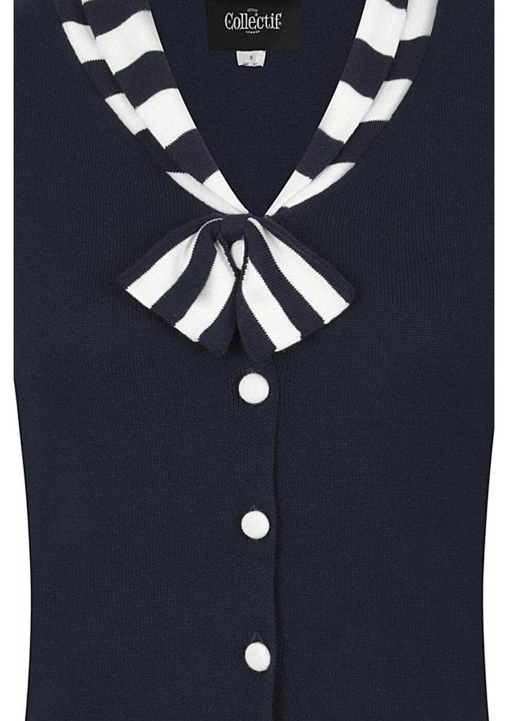 Collectif Doreen 40's Cardigan Navy White New In