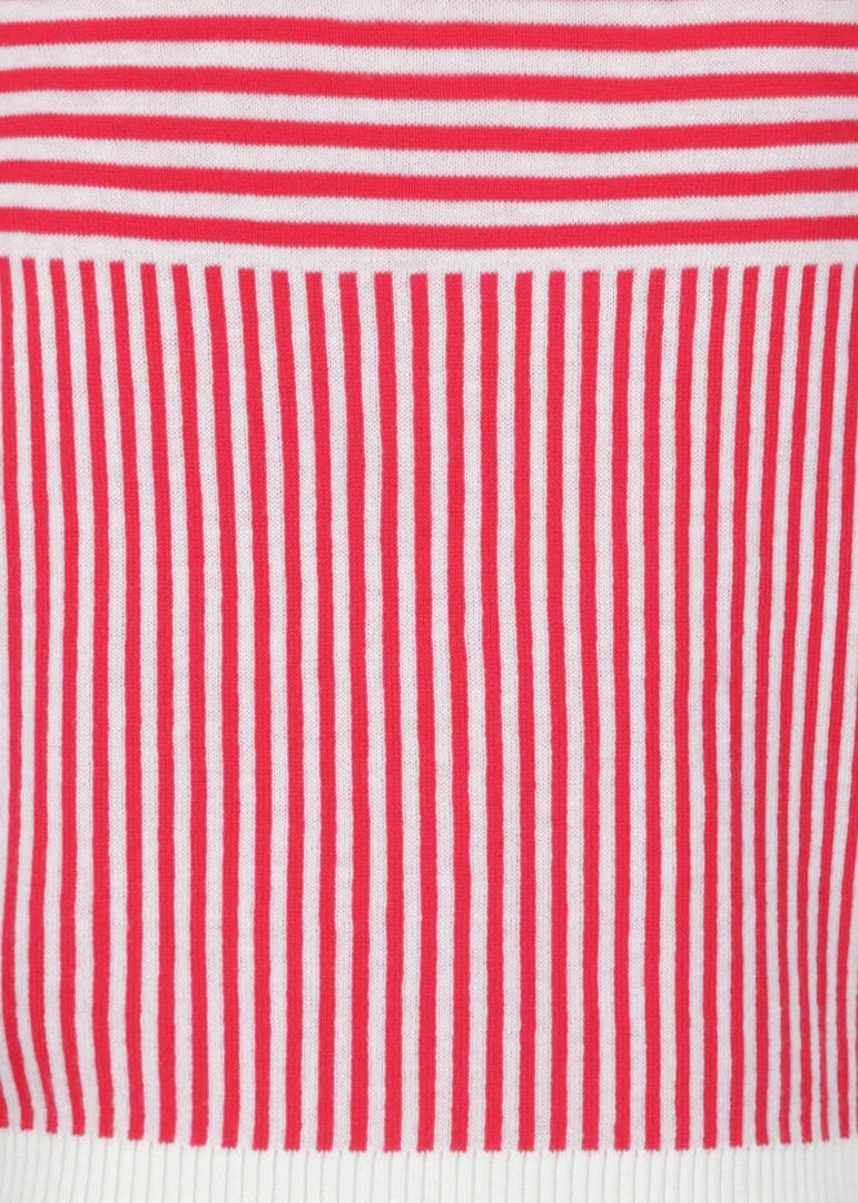 New In Collectif Ludovica Striped 40's Cardigan Red White