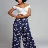 New In Collectif Alizee Palm Beach 70's Trousers Navy