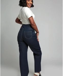 Collectif Rebel Kate Wide Leg 50's Jeans Navy Blue