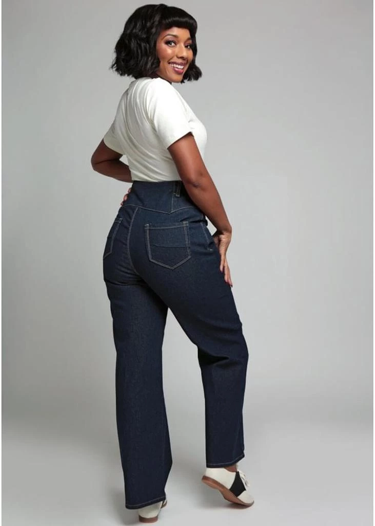 Collectif Rebel Kate Wide Leg 50's Jeans Navy Blue