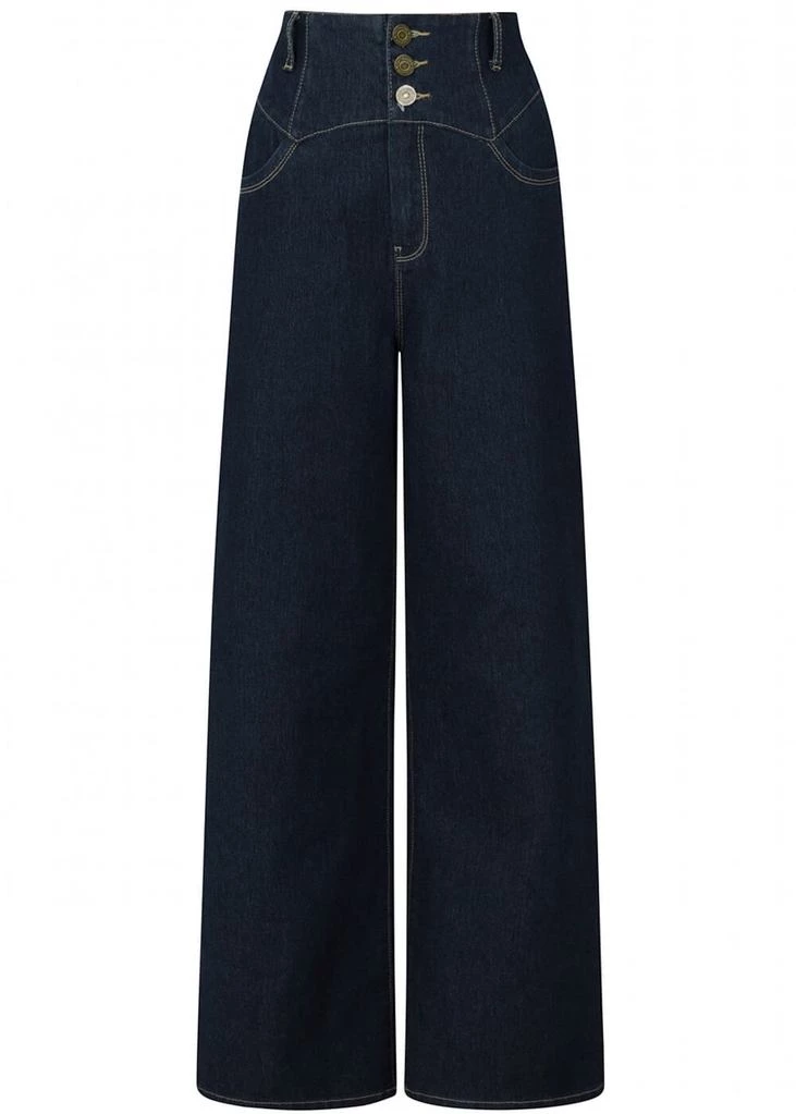 Collectif Rebel Kate Wide Leg 50's Jeans Navy Blue