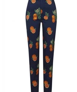 New In Collectif Maddie Oranges 50's Trousers Navy
