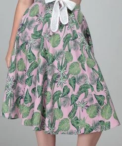 Collectif Matilde Pink Forest 50's Swing Skirt Pink