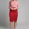 Collectif Polly Love Hearts 50's Pencil Skirt Red