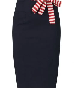 Collectif Marinella 40's Pencil Skirt Navy