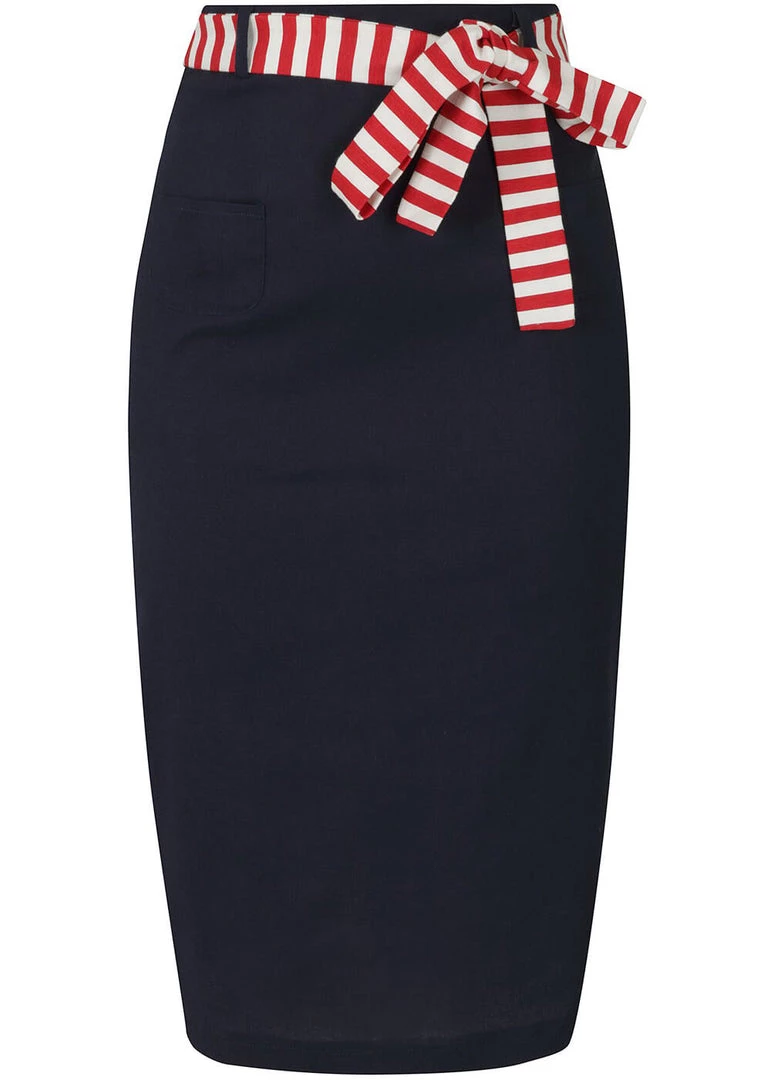Collectif Marinella 40's Pencil Skirt Navy