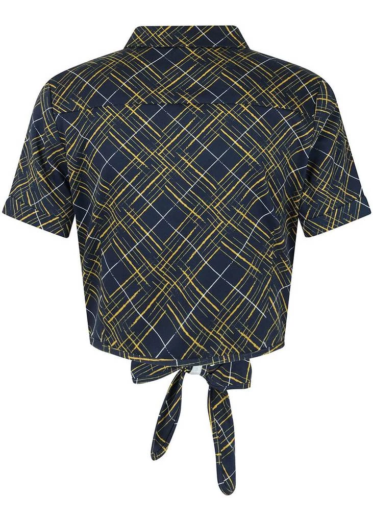 Collectif Sammy Hatch Check 50's Tie Blouse Top Navy New In