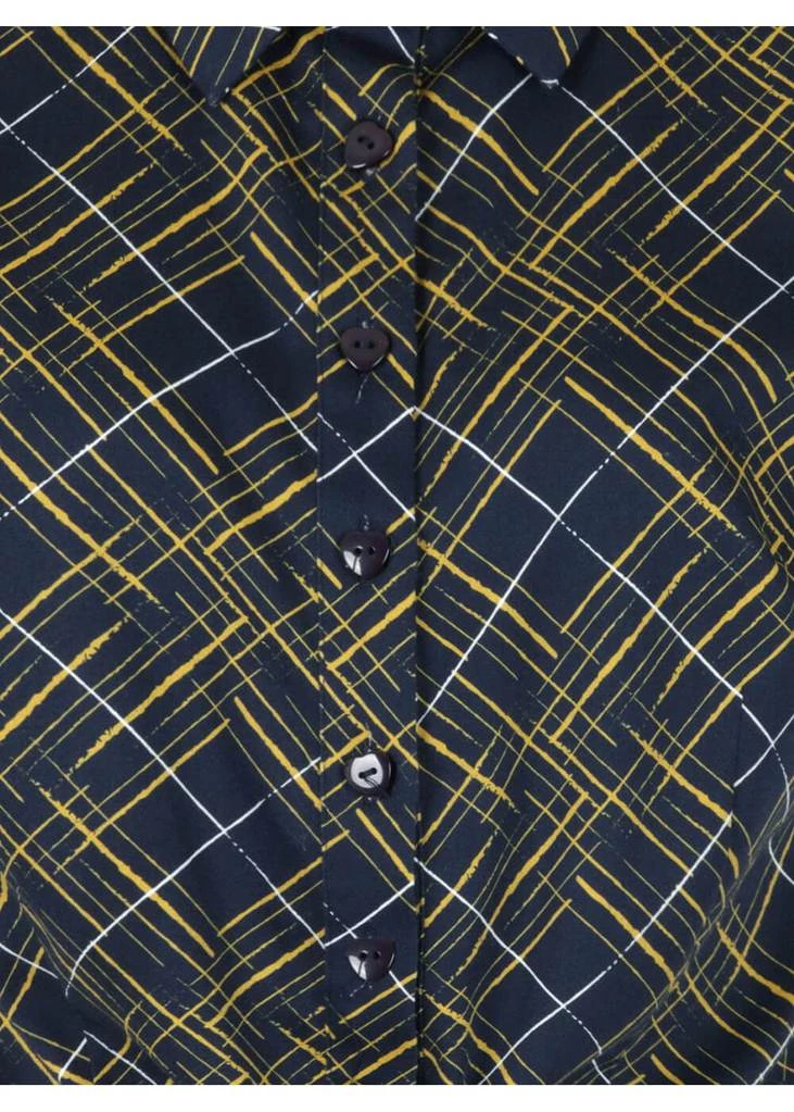 Collectif Sammy Hatch Check 50's Tie Blouse Top Navy New In