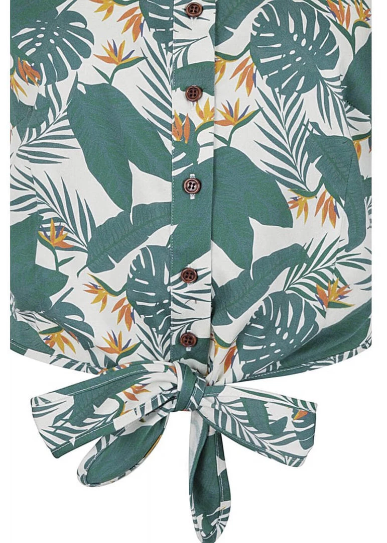 New In Collectif Sammy Bird Of Paradise 50's Blouse White