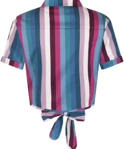 Collectif Sammy Paradise Stripe 50's Blouse Multi