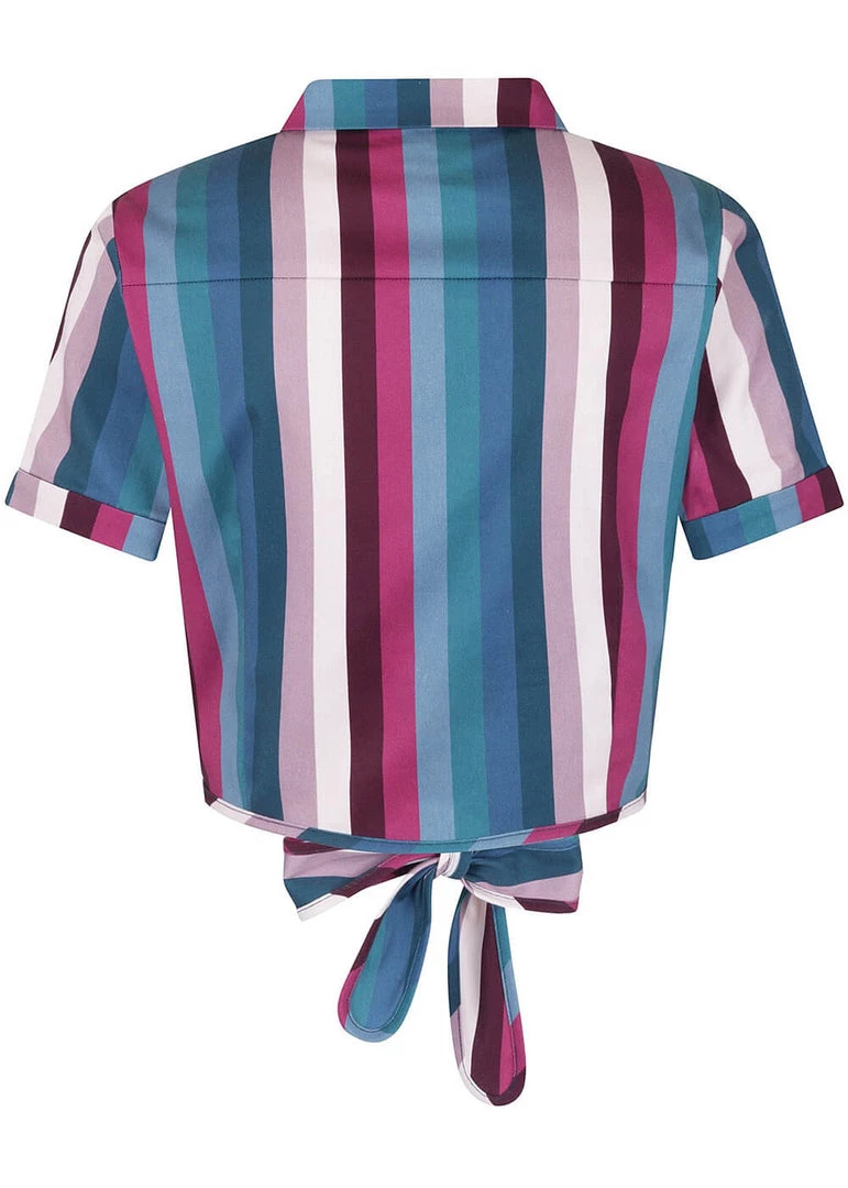 Collectif Sammy Paradise Stripe 50's Blouse Multi