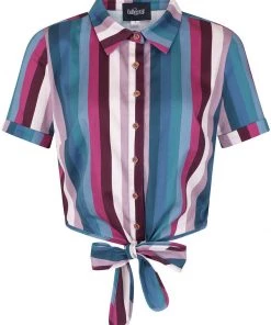 Collectif Sammy Paradise Stripe 50's Blouse Multi