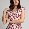 Collectif Dolores Strawberry 50's Top Pink New In