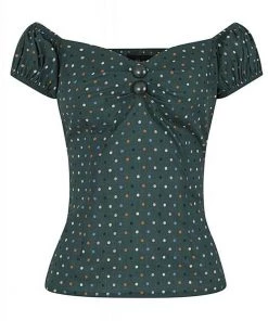 Collectif Dolores Polkadot 50's Top Green