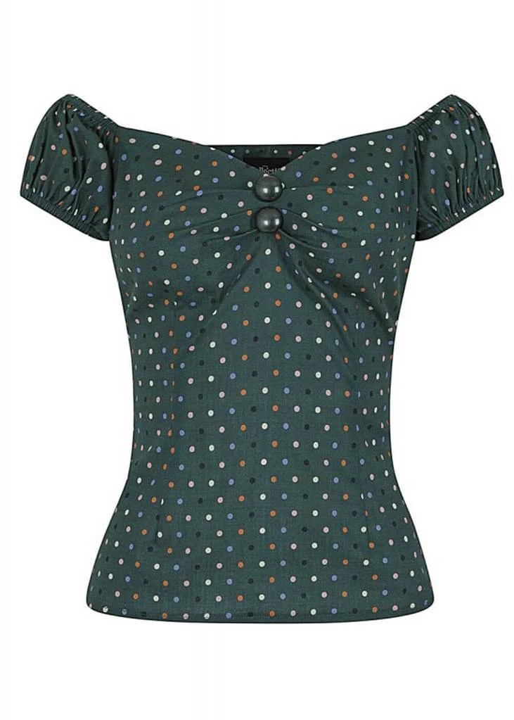 Collectif Dolores Polkadot 50's Top Green