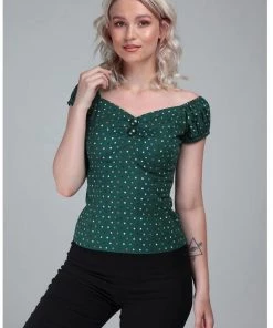 Collectif Dolores Polkadot 50's Top Green
