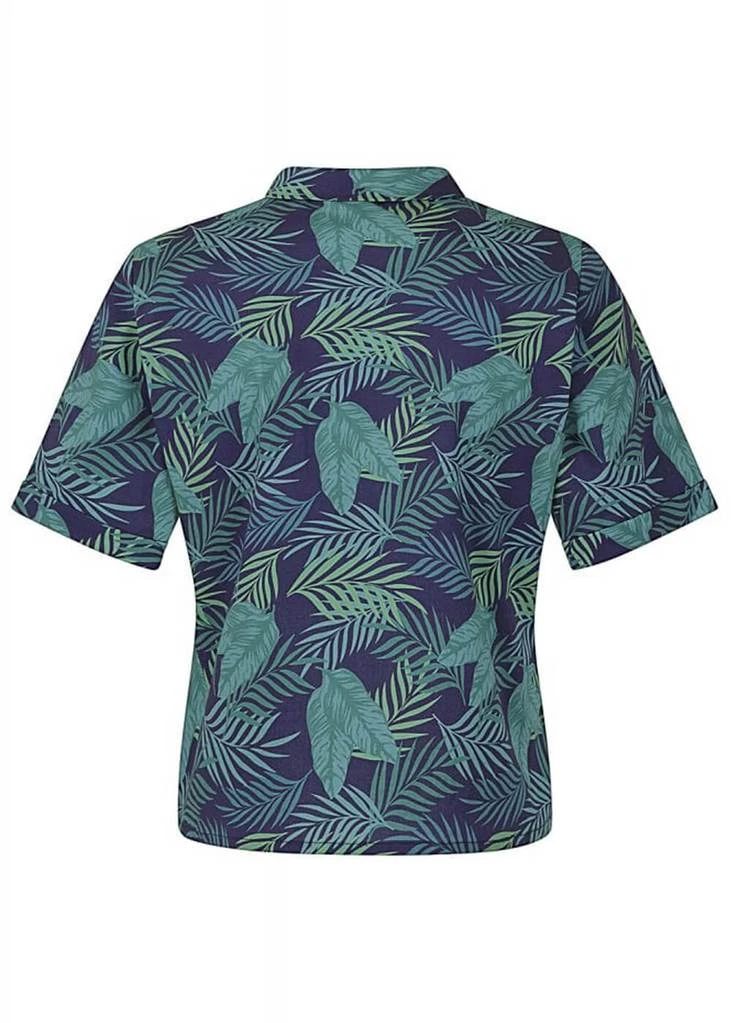 Collectif Lou Lou Cool Palm 50's Blouse Navy Colour New In