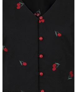 Collectif Mimma Mimi Cherries 40's Blouse Black New In