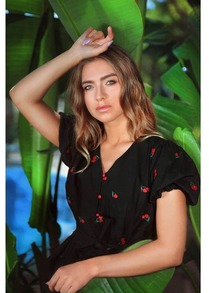 Collectif Mimma Mimi Cherries 40's Blouse Black New In