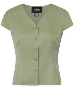 Collectif Rosanna 50's Blouse Green New In