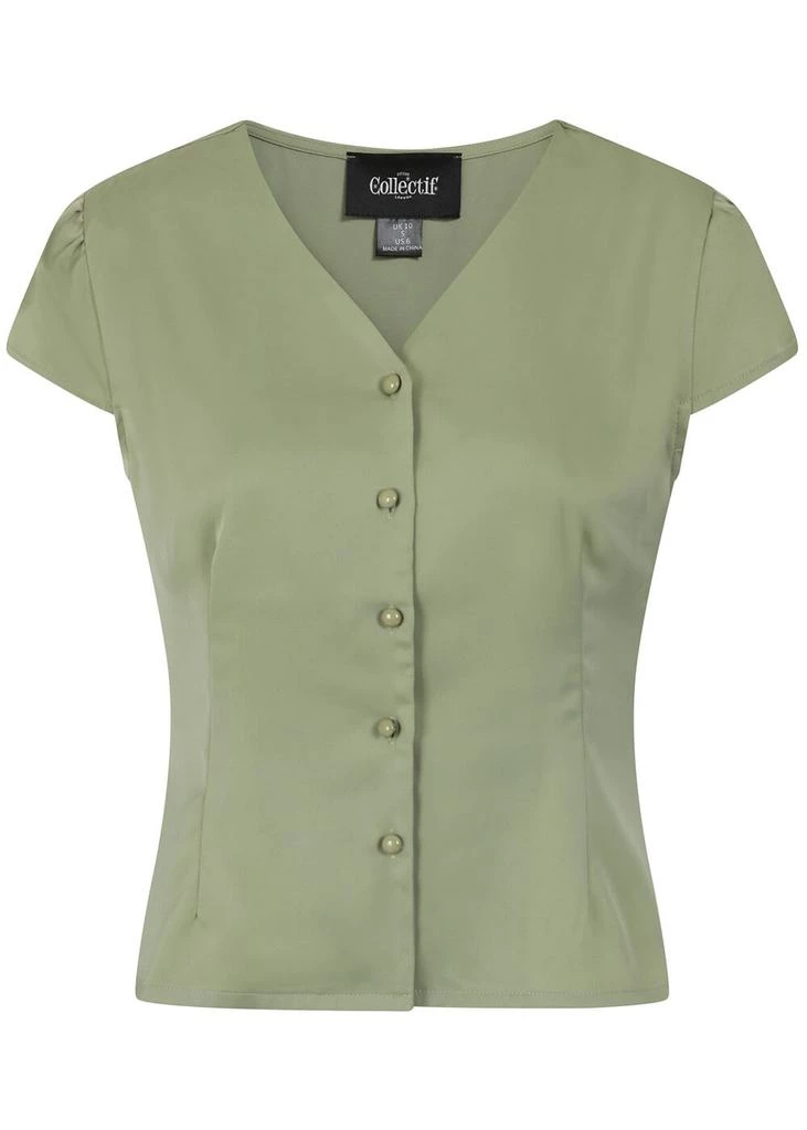 Collectif Rosanna 50's Blouse Green New In