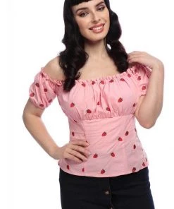 New In Collectif Viviana Strawberry 50's Top Pink
