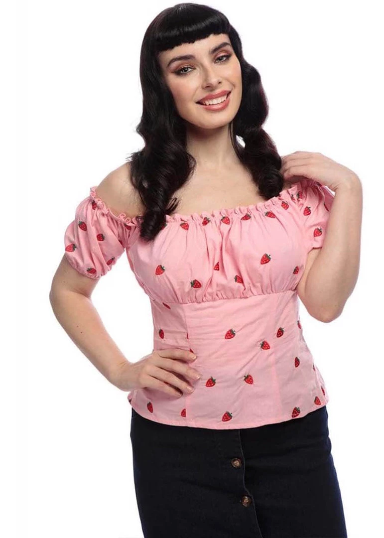 New In Collectif Viviana Strawberry 50's Top Pink