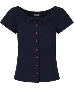 New In Collectif Constance 40's Denim Top Navy