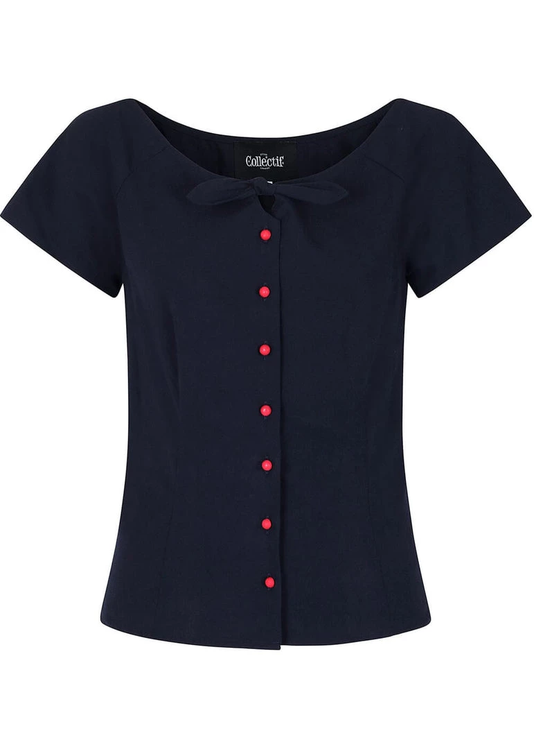 New In Collectif Constance 40's Denim Top Navy