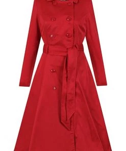 Collectif Korrina 50's Swing Trenchcoat Red New In