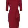New In Collectif Chantelle 50's Pencil Dress Burgundy
