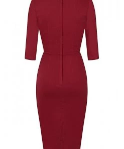 New In Collectif Chantelle 50's Pencil Dress Burgundy