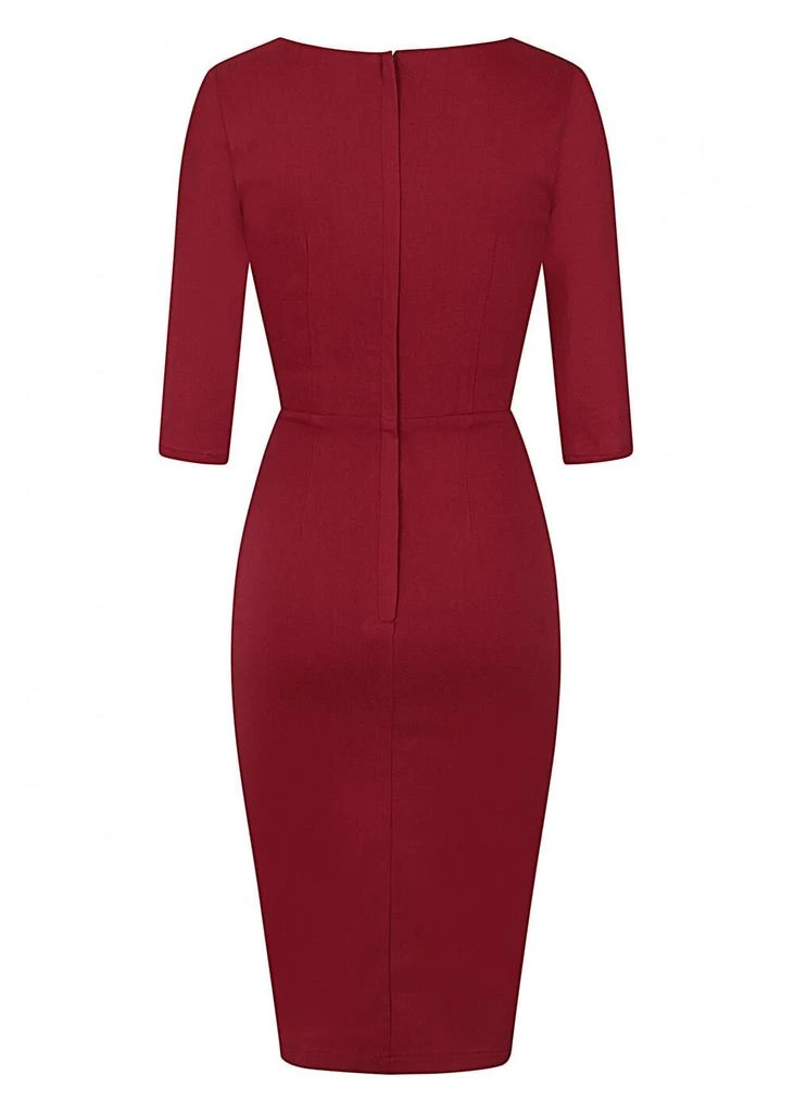 New In Collectif Chantelle 50's Pencil Dress Burgundy