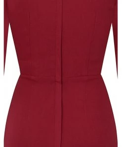 New In Collectif Chantelle 50's Pencil Dress Burgundy