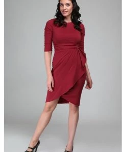 New In Collectif Chantelle 50's Pencil Dress Burgundy