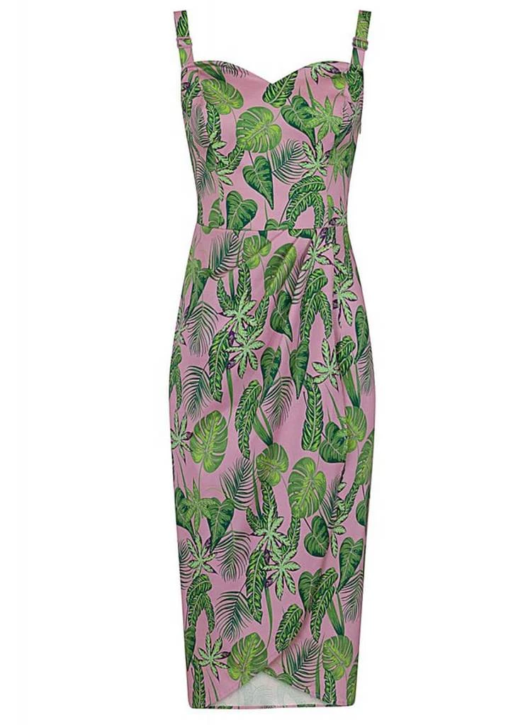 Collectif Mahina Pink Forest 50's Pencil Dress Pink New In