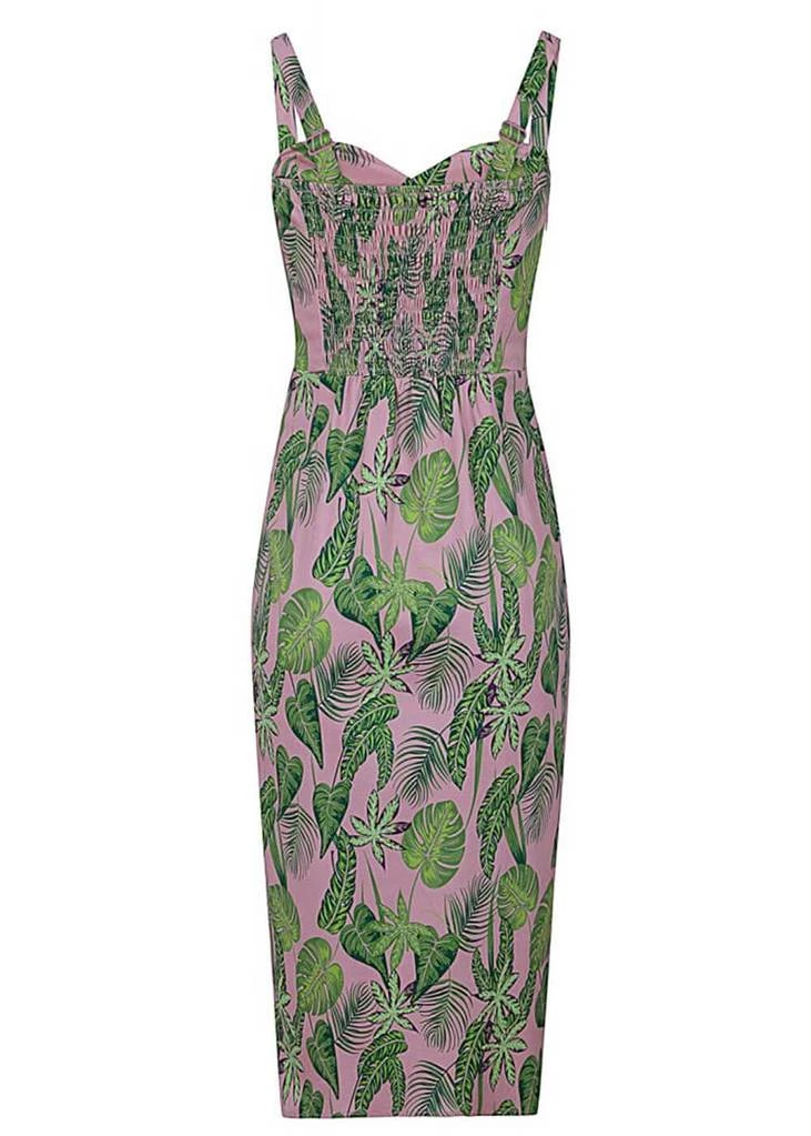 Collectif Mahina Pink Forest 50's Pencil Dress Pink New In