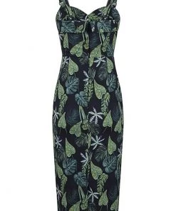 New In Collectif Kiana Black Forest 50's Pencil Dress Black