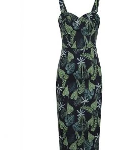 New In Collectif Kiana Black Forest 50's Pencil Dress Black