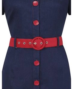 Collectif Maura Denim 60's Pencil Dress Navy