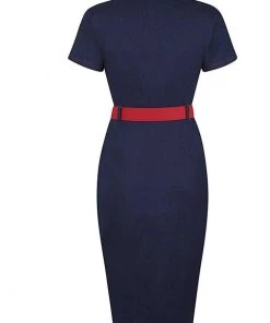 Collectif Maura Denim 60's Pencil Dress Navy