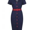 Collectif Maura Denim 60's Pencil Dress Navy