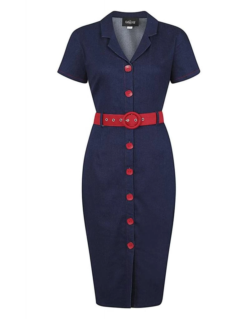 Collectif Maura Denim 60's Pencil Dress Navy