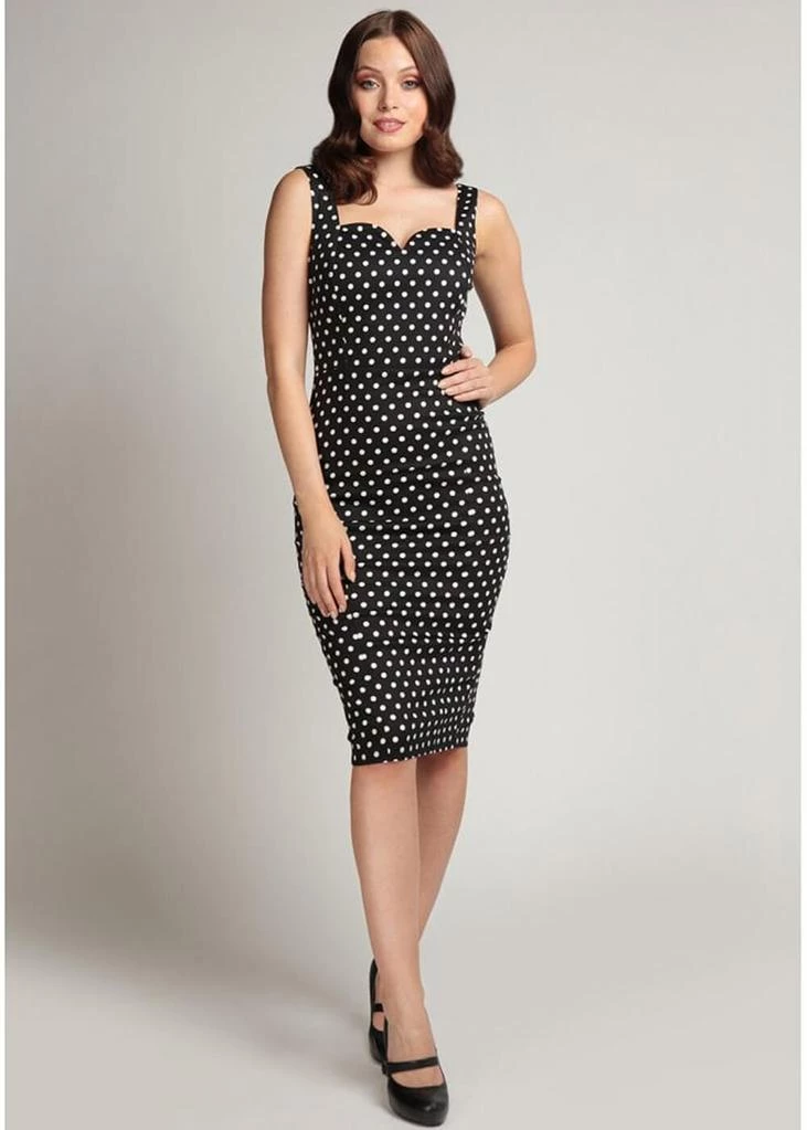 Collectif Anita Polkadot 50's Pencil Dress Black