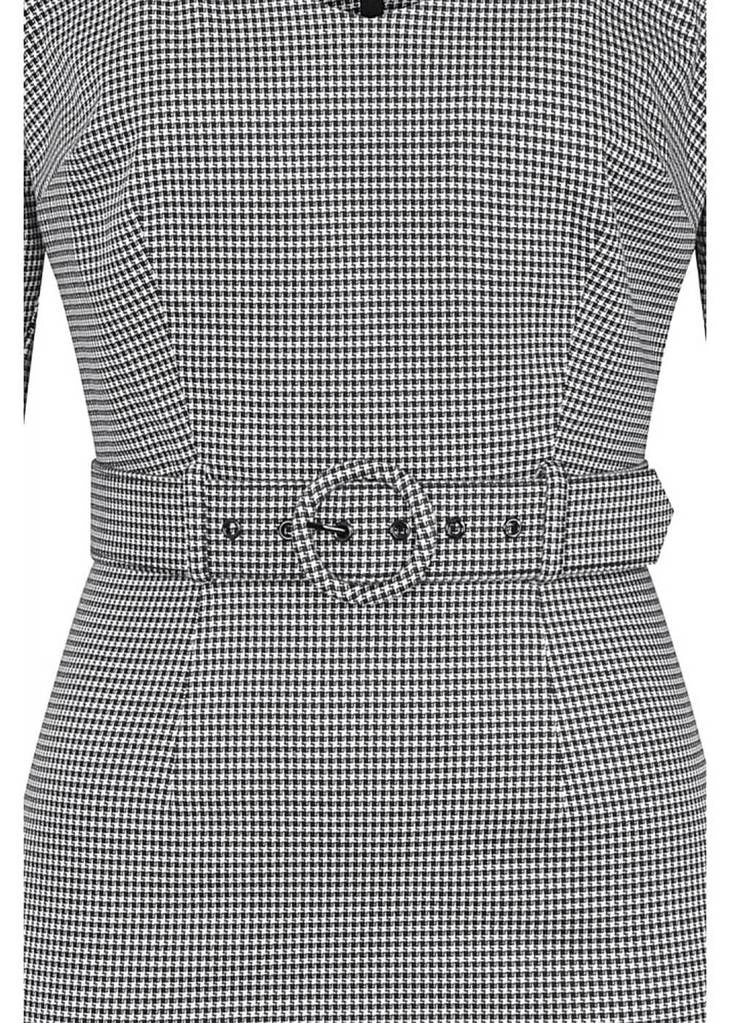 Collectif Katya Houndstooth 60's Pencil Dress Black White New In