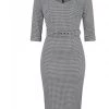 Collectif Katya Houndstooth 60's Pencil Dress Black White New In